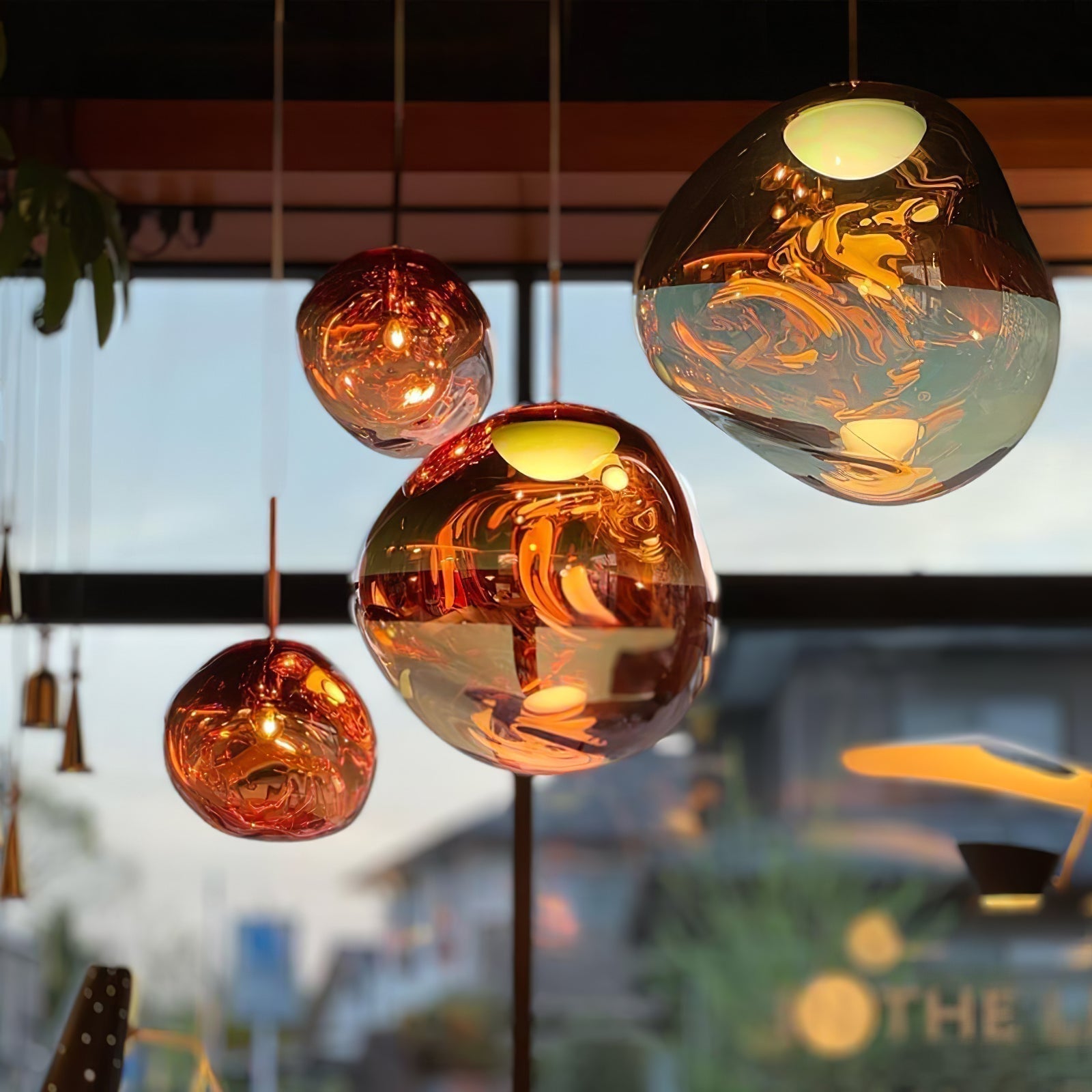 Multi Head Lava Melting Glass Pendant Light Round Ceiling Chandelier for Modern Interiors