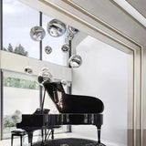 Multi Head Lava Melting Glass Pendant Light Round Ceiling Chandelier for Modern Interiors