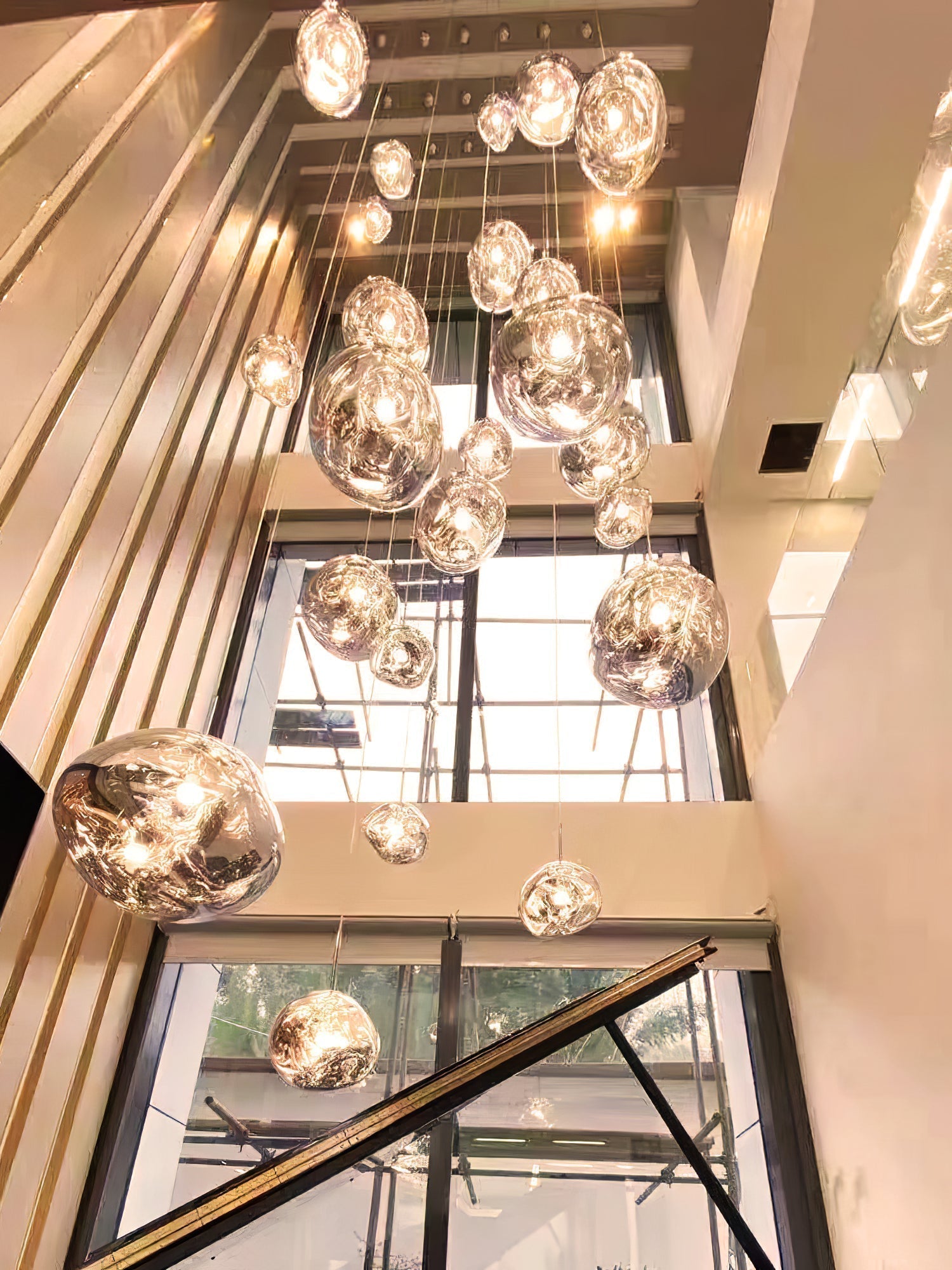 Multi Head Lava Melting Glass Pendant Light Round Ceiling Chandelier for Modern Interiors