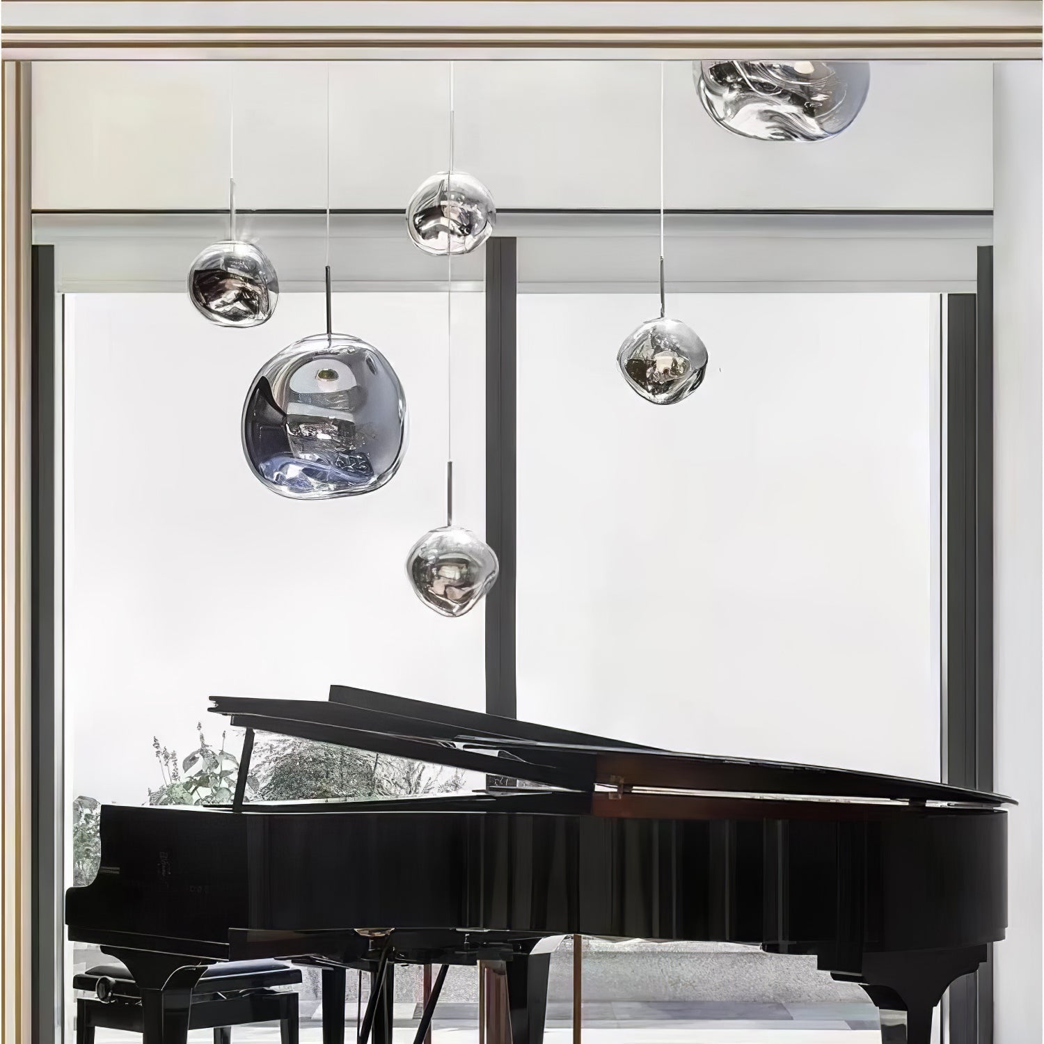 Multi Head Lava Melting Glass Pendant Light Round Ceiling Chandelier for Modern Interiors