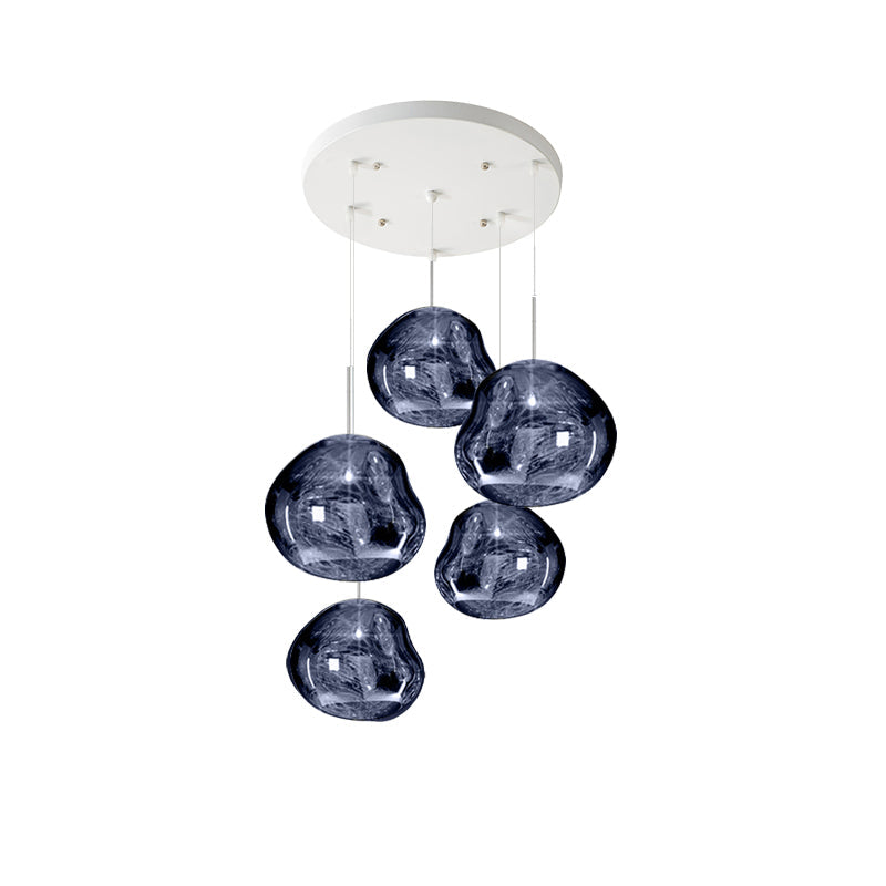 Multi Head Lava Melting Glass Pendant Light Round Ceiling Chandelier for Modern Interiors