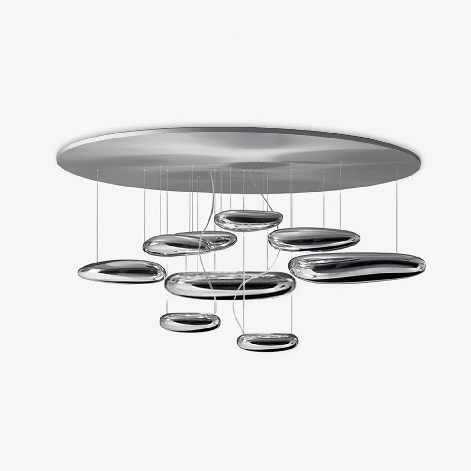 Modern Mercury Pebble LED Ceiling Lamp Sculptural Chrome Flush Mount Light Fixture