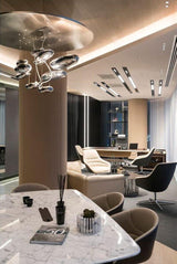 Modern Mercury Pebble LED Ceiling Lamp Sculptural Chrome Flush Mount Light Fixture