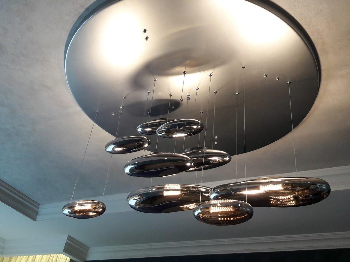 Modern Mercury Pebble LED Ceiling Lamp Sculptural Chrome Flush Mount Light Fixture