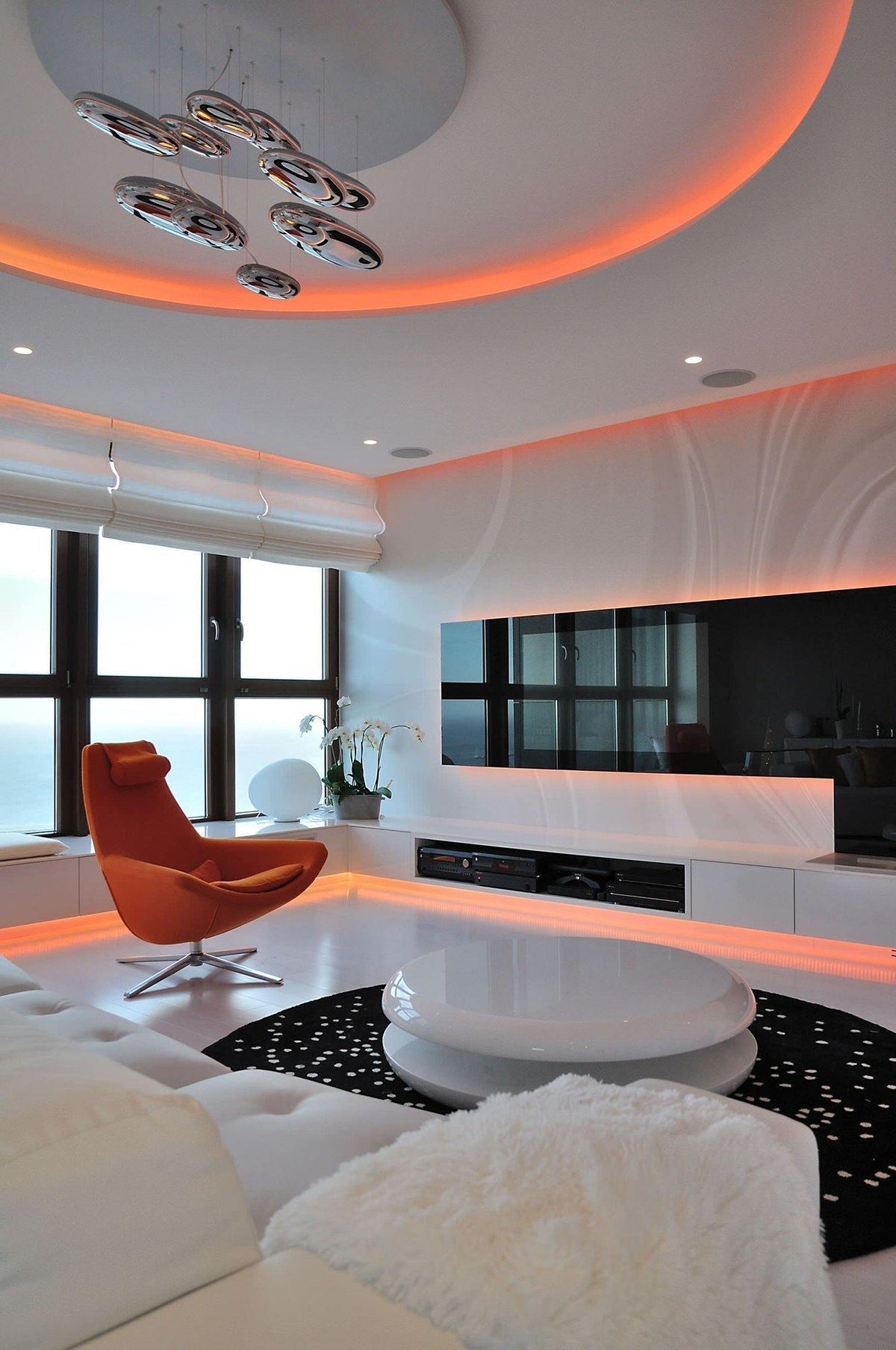 Modern Mercury Pebble LED Ceiling Lamp Sculptural Chrome Flush Mount Light Fixture