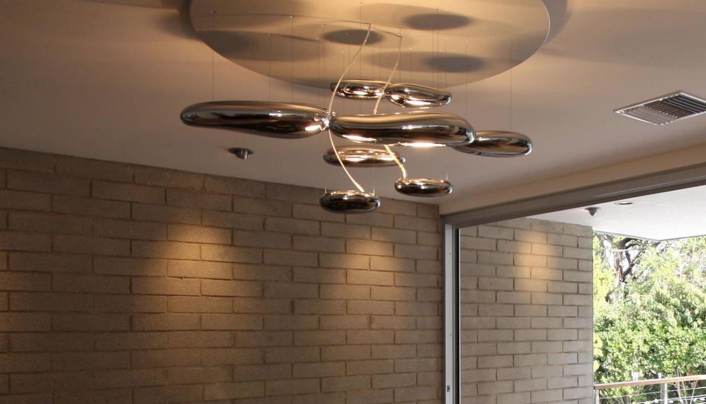 Modern Mercury Pebble LED Ceiling Lamp Sculptural Chrome Flush Mount Light Fixture