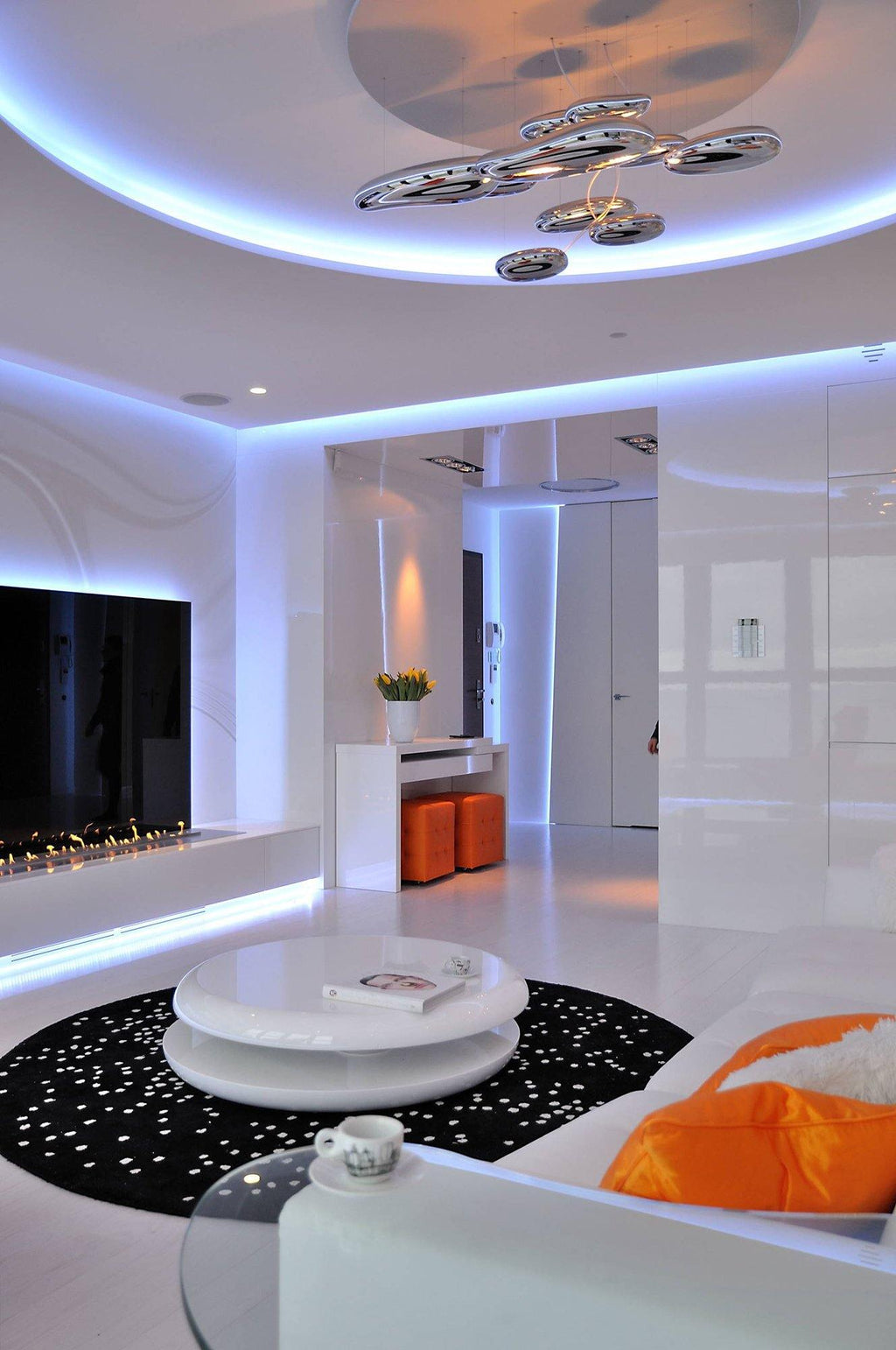 Modern Mercury Pebble LED Ceiling Lamp Sculptural Chrome Flush Mount Light Fixture