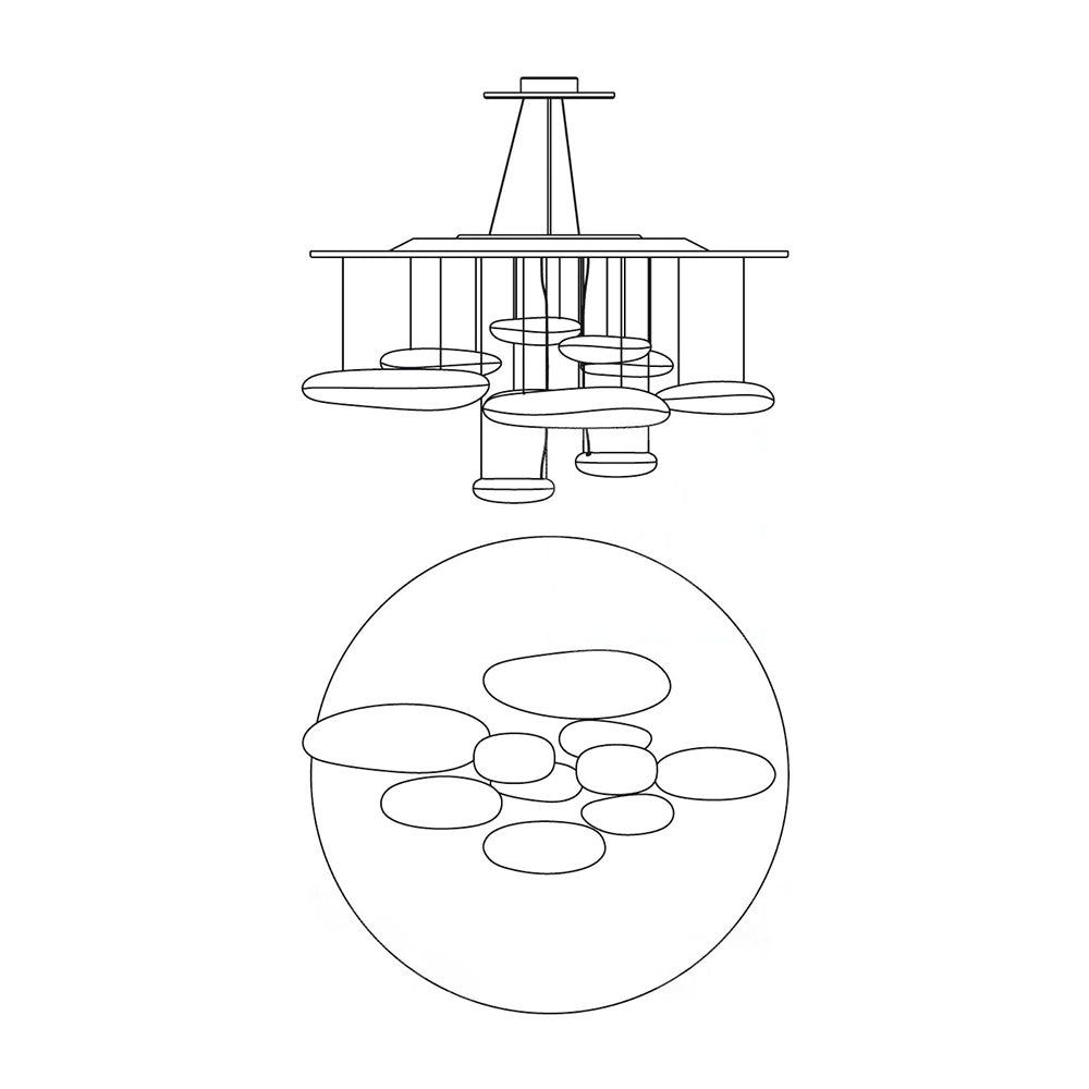 Modern Mercury Pebble LED Ceiling Lamp Sculptural Chrome Flush Mount Light Fixture