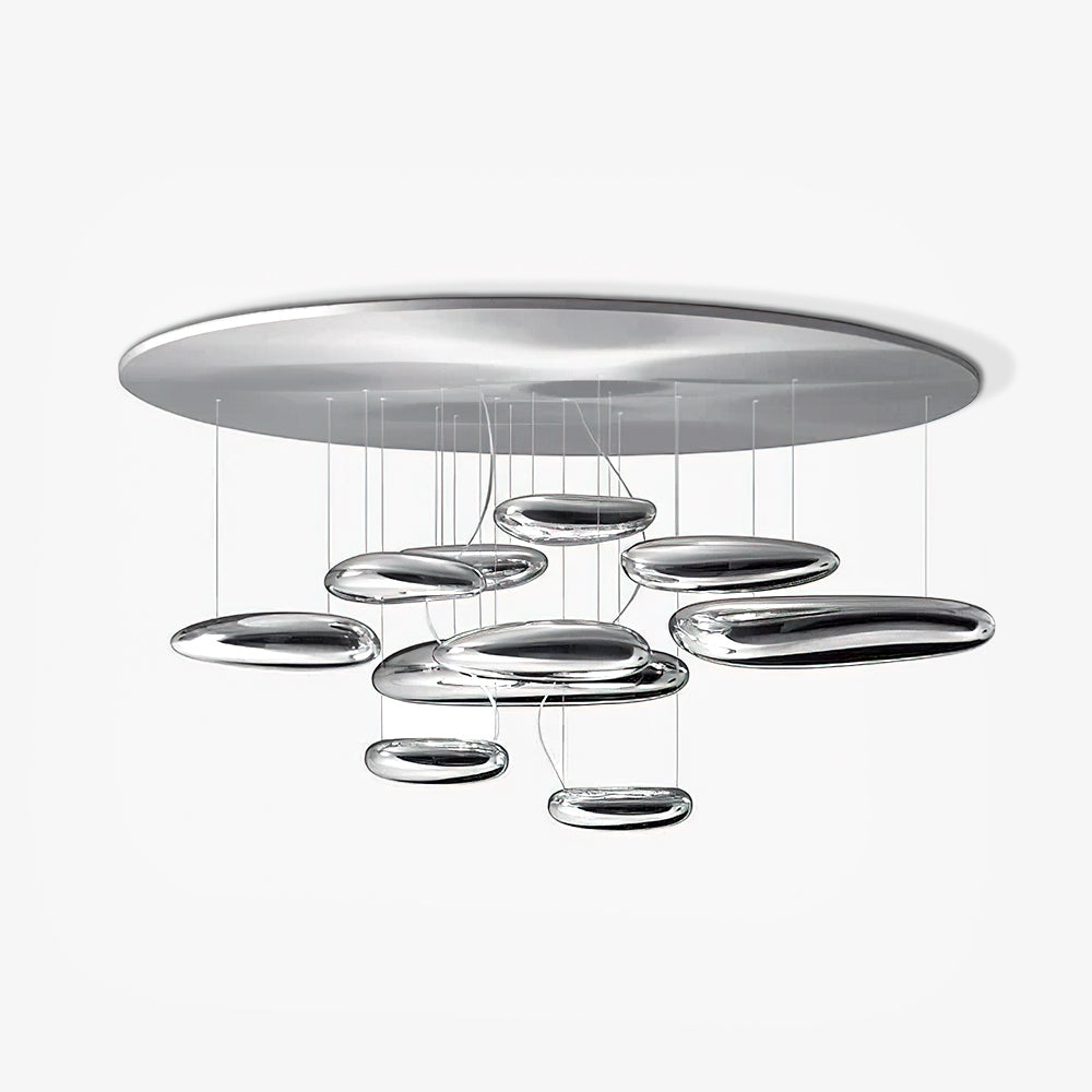 Modern Mercury Pebble LED Ceiling Lamp Sculptural Chrome Flush Mount Light Fixture
