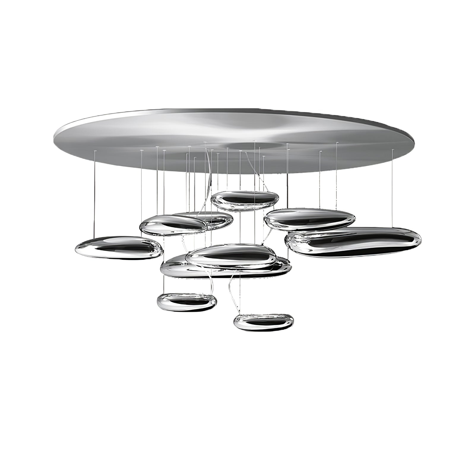Modern Mercury Pebble LED Ceiling Lamp Sculptural Chrome Flush Mount Light Fixture