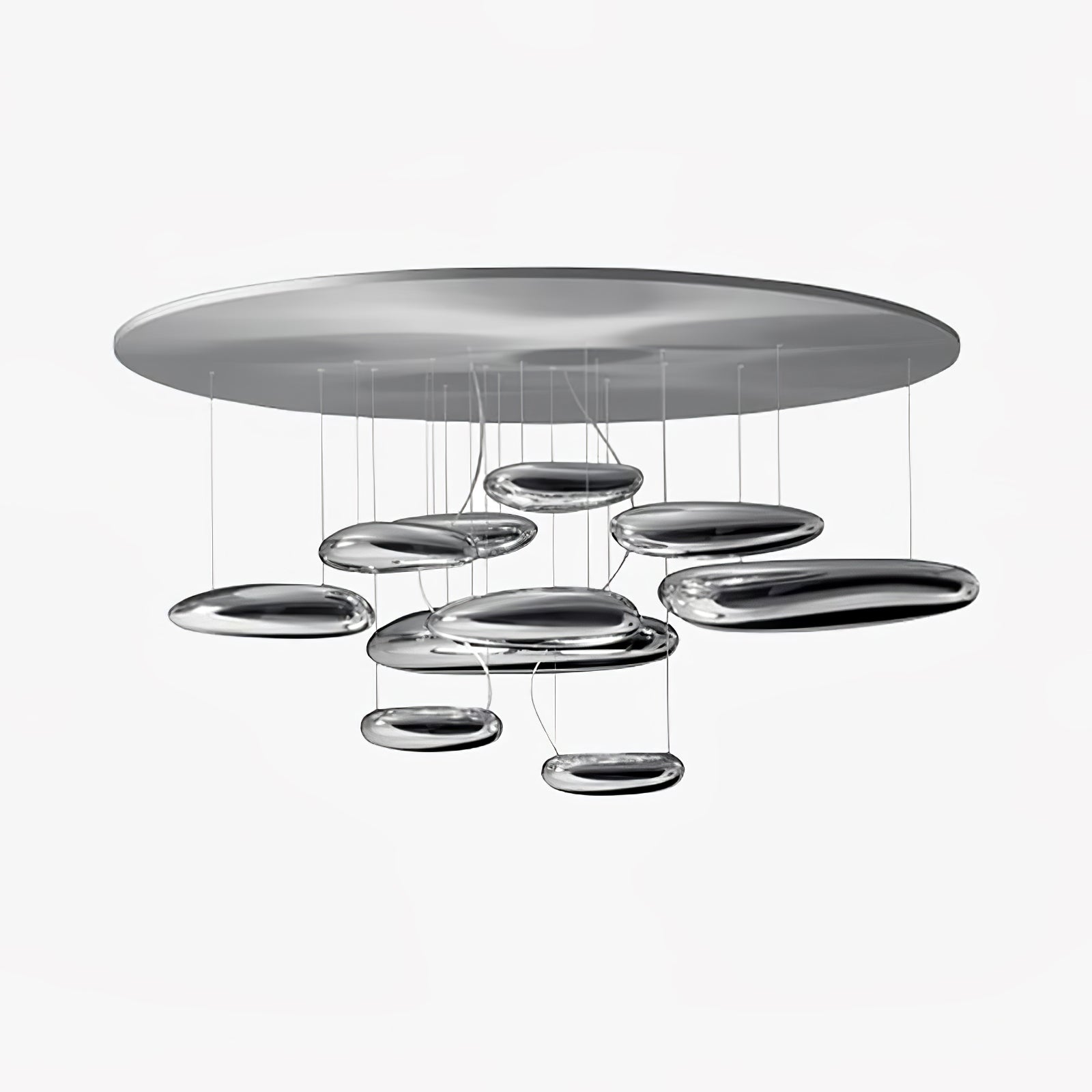 Modern Mercury Pebble LED Ceiling Lamp Sculptural Chrome Flush Mount Light Fixture