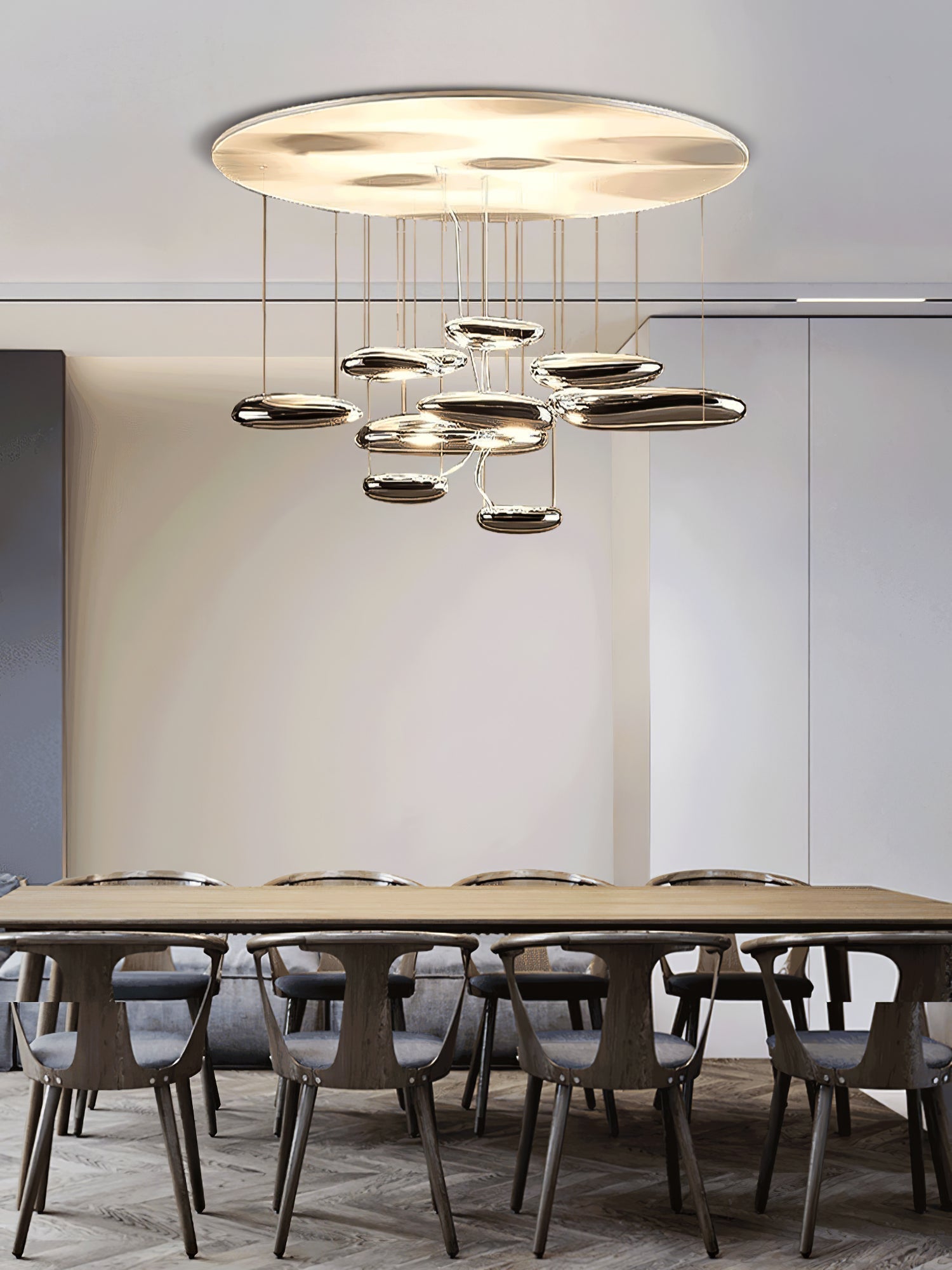 Modern Mercury Pebble LED Ceiling Lamp Sculptural Chrome Flush Mount Light Fixture
