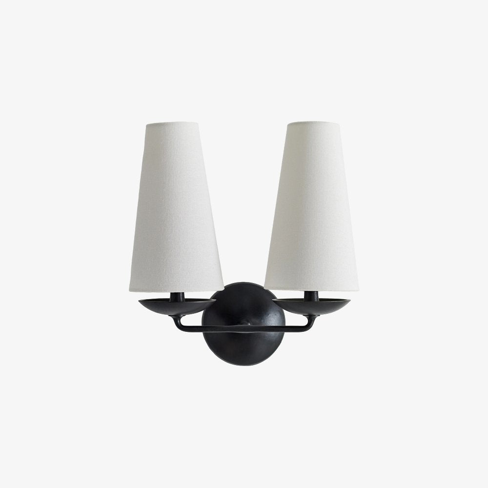 elegant-mid-century-brass-wall-sconce-with-conical-fabric-shade-for-bedroom-and-hallway