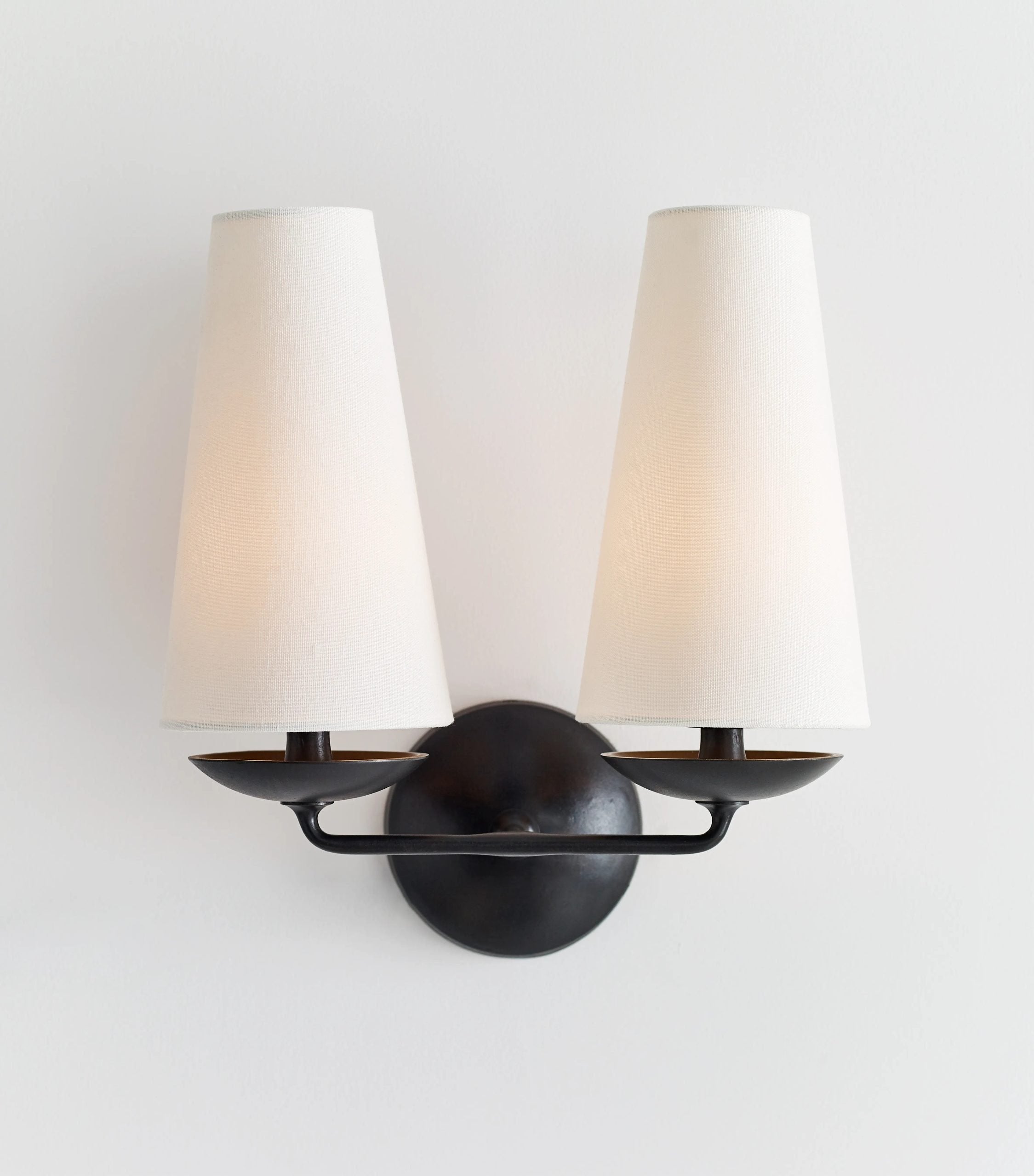 elegant-mid-century-brass-wall-sconce-with-conical-fabric-shade-for-bedroom-and-hallway