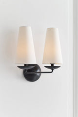 elegant-mid-century-brass-wall-sconce-with-conical-fabric-shade-for-bedroom-and-hallway