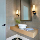 elegant-mid-century-brass-wall-sconce-with-conical-fabric-shade-for-bedroom-and-hallway