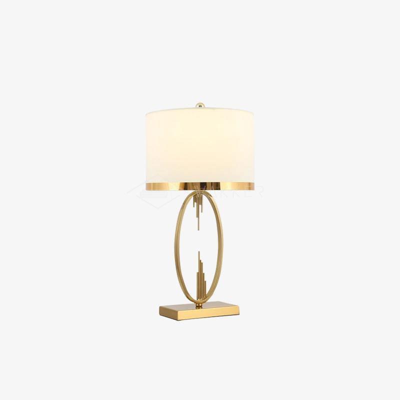 Modern Copper Metal Table Lamp with White Linen Shade for Bedroom and Office