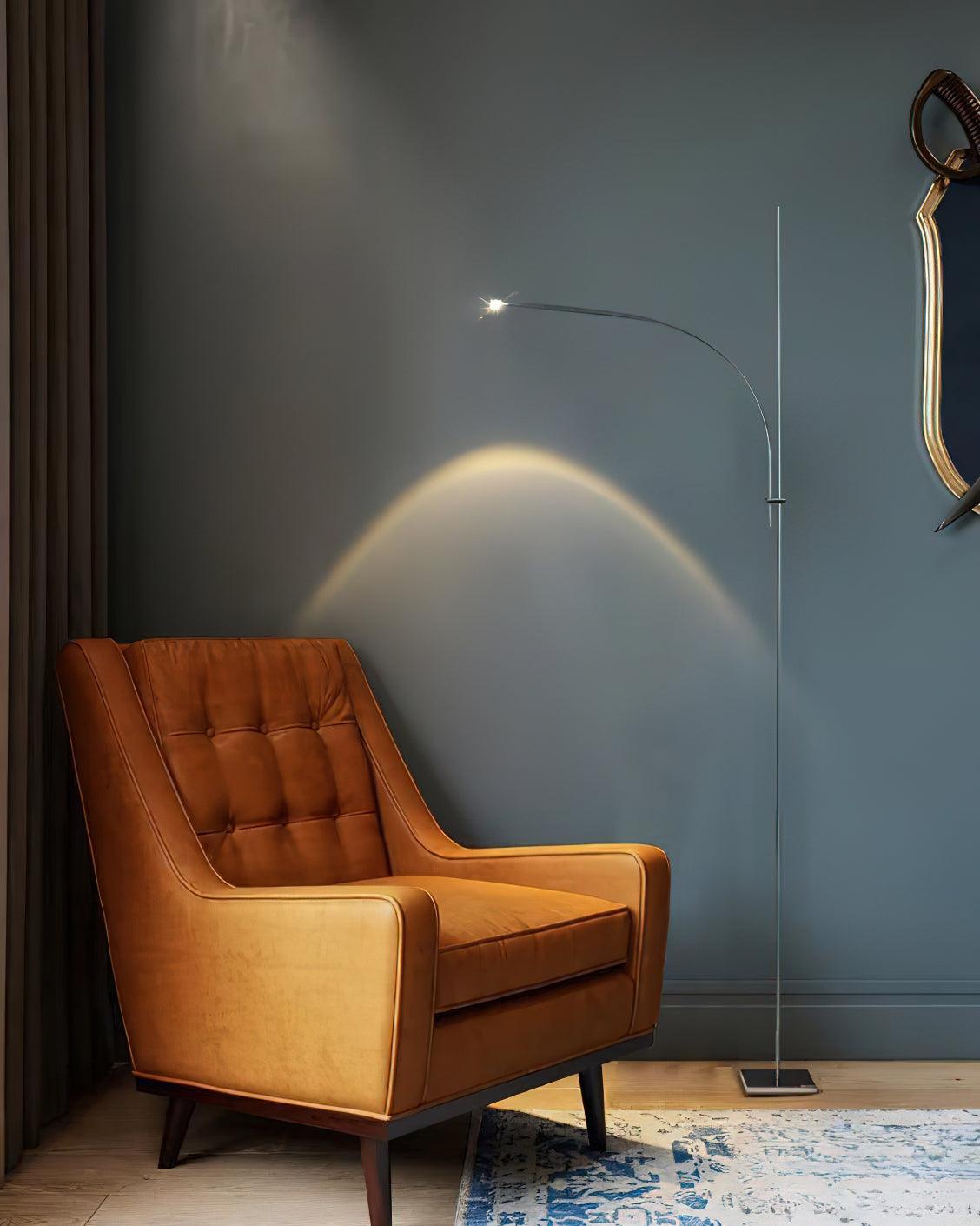 Modern Linear Chrome Metal Floor Lamp Graceful LED Standing Light