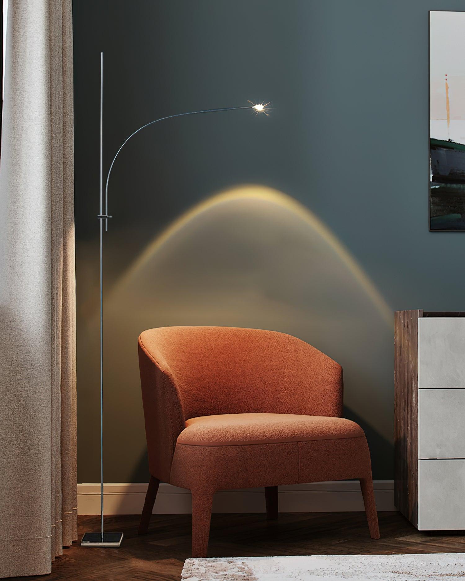 Modern Linear Chrome Metal Floor Lamp Graceful LED Standing Light