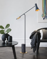 Modern Metro Torchiere Metal Floor Lamp with Marble Base and Minimalist Scandinavian Design