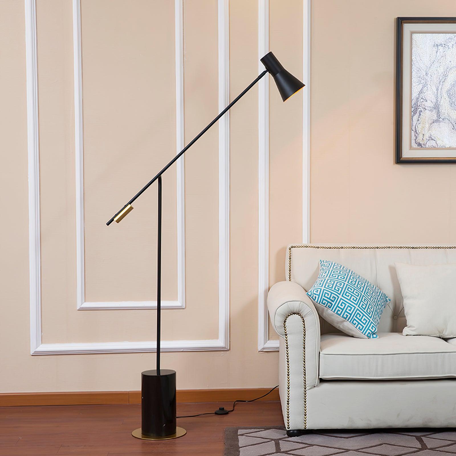 Modern Metro Torchiere Metal Floor Lamp with Marble Base and Minimalist Scandinavian Design
