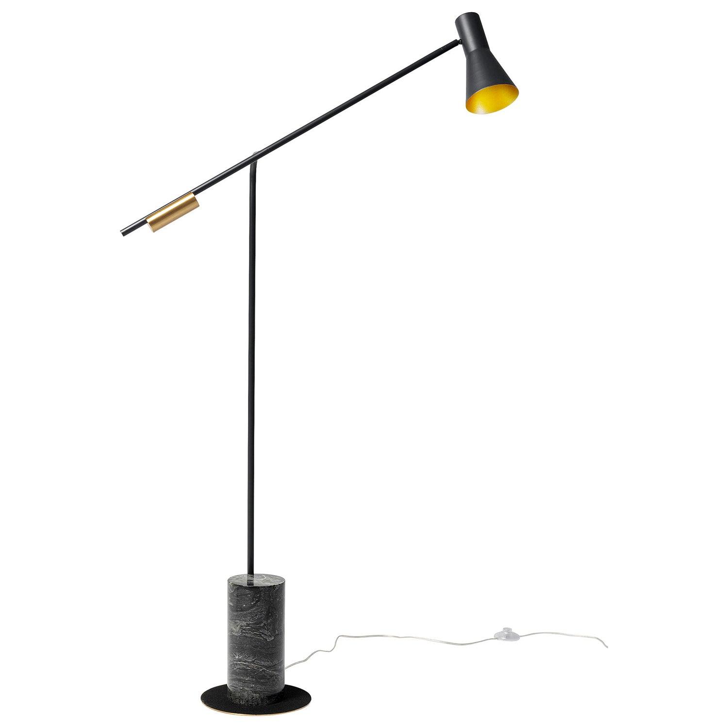 Modern Metro Torchiere Metal Floor Lamp with Marble Base and Minimalist Scandinavian Design