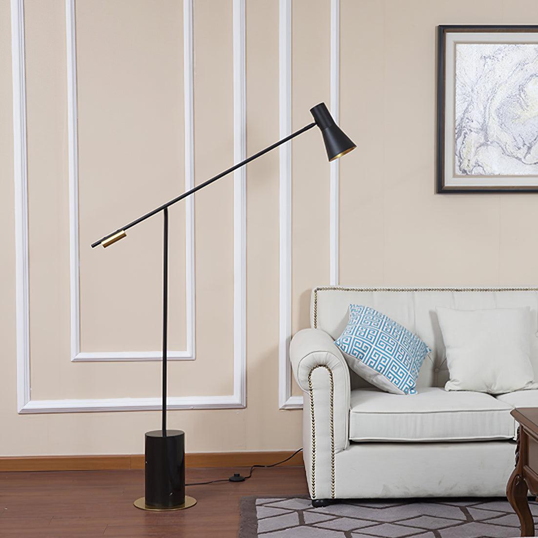 Modern Metro Torchiere Metal Floor Lamp with Marble Base and Minimalist Scandinavian Design