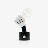 Modern Sculptural Hand Table Lamp with Marble Base and Glass Shade for Bedside