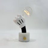 Modern Sculptural Hand Table Lamp with Marble Base and Glass Shade for Bedside