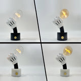 Modern Sculptural Hand Table Lamp with Marble Base and Glass Shade for Bedside