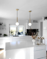 Modern Glass Sphere Pendant Light Nordic Mouth Blown Hanging Lamp for Dining Room and Kitchen