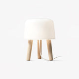 Modern Borosilicate Glass Globe Table Lamp with Solid Wood Tripod Base