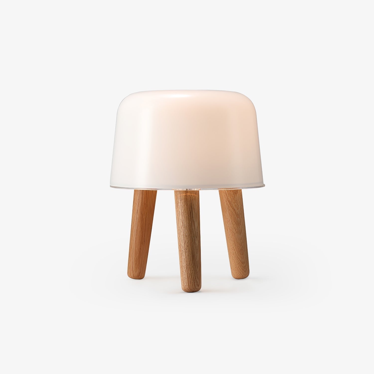 Modern Borosilicate Glass Globe Table Lamp with Solid Wood Tripod Base