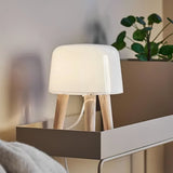 Modern Borosilicate Glass Globe Table Lamp with Solid Wood Tripod Base