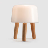 Modern Borosilicate Glass Globe Table Lamp with Solid Wood Tripod Base