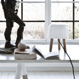 Modern Borosilicate Glass Globe Table Lamp with Solid Wood Tripod Base
