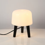 Modern Borosilicate Glass Globe Table Lamp with Solid Wood Tripod Base