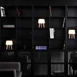 Modern Borosilicate Glass Globe Table Lamp with Solid Wood Tripod Base