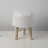 Modern Borosilicate Glass Globe Table Lamp with Solid Wood Tripod Base