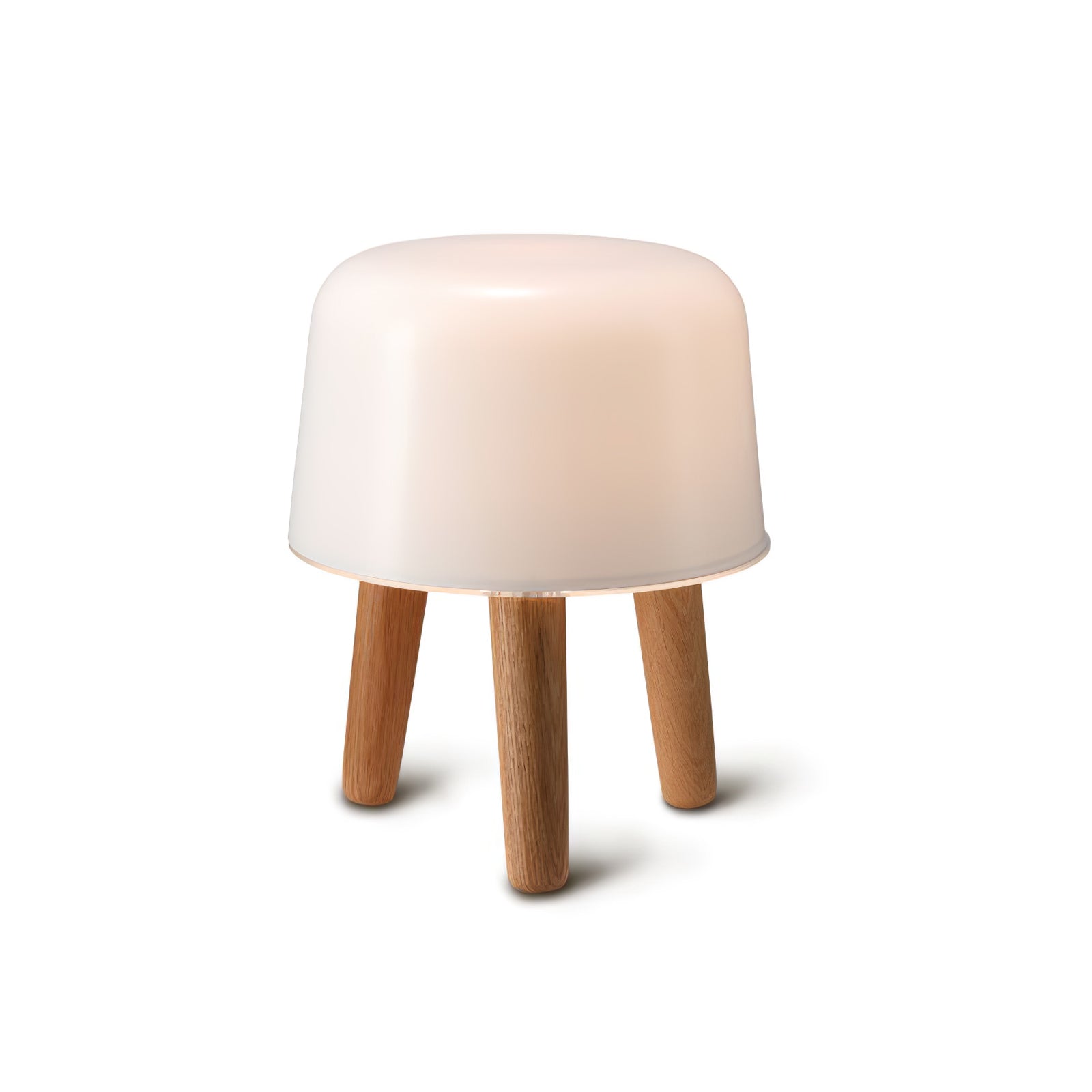 Modern Borosilicate Glass Globe Table Lamp with Solid Wood Tripod Base