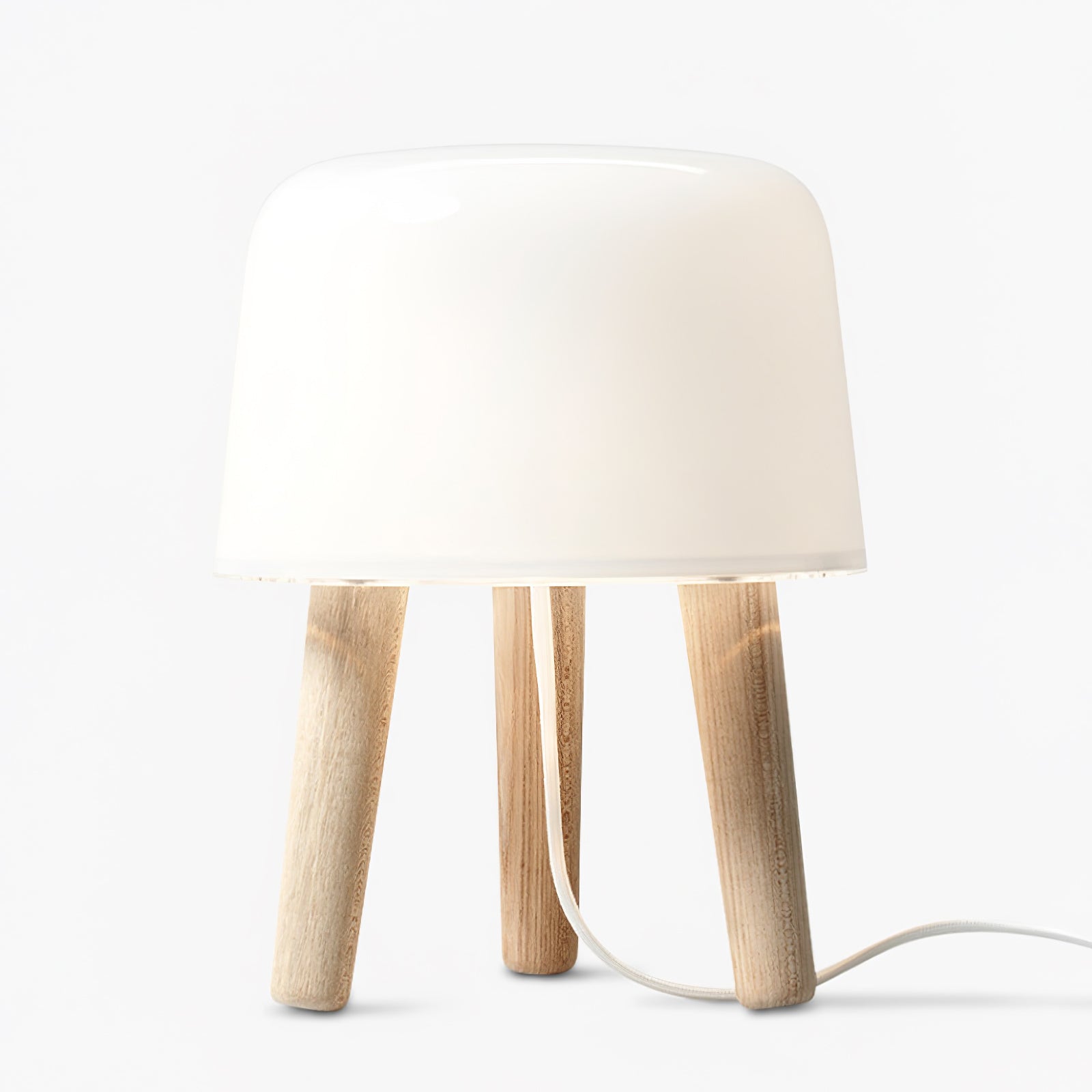Modern Borosilicate Glass Globe Table Lamp with Solid Wood Tripod Base