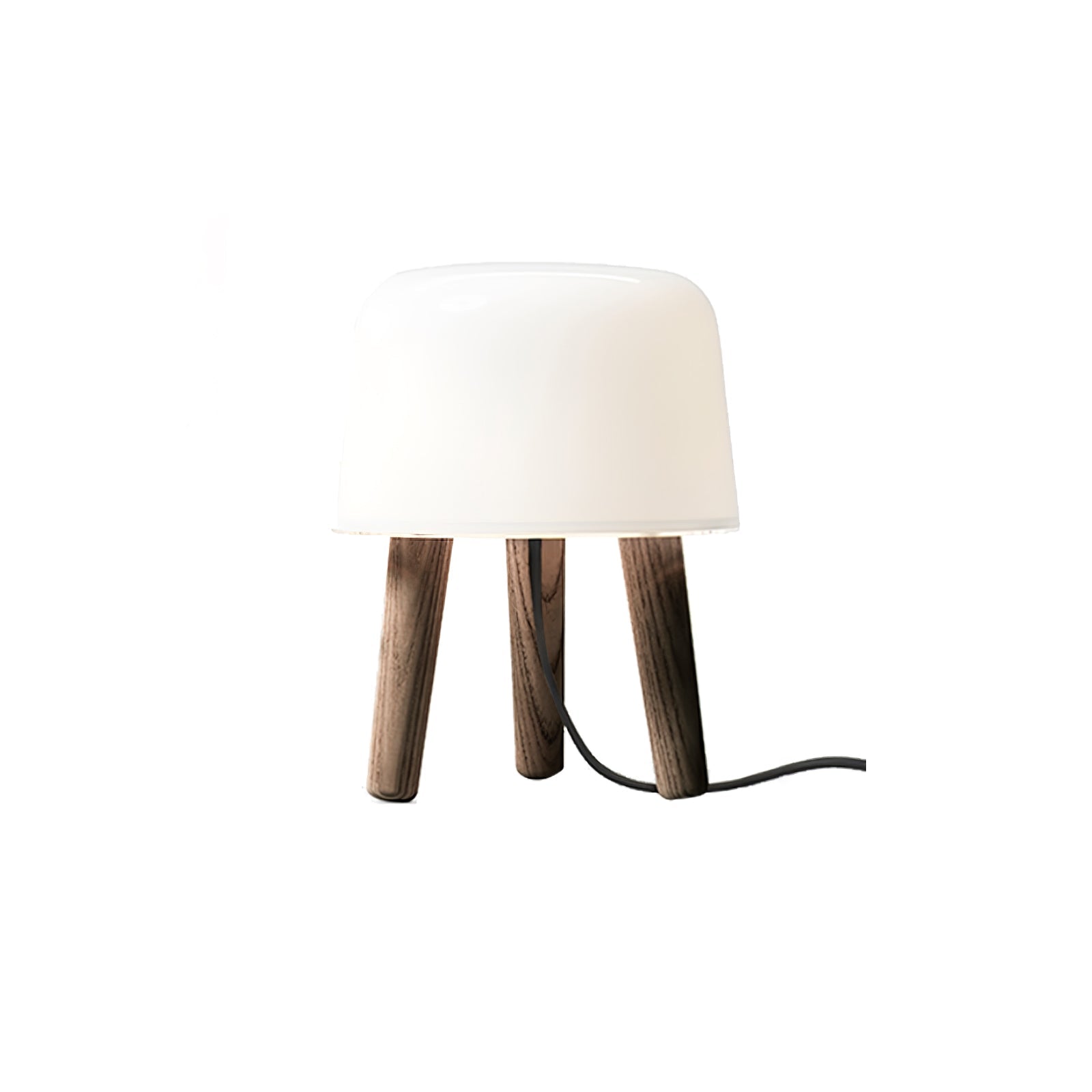 Modern Borosilicate Glass Globe Table Lamp with Solid Wood Tripod Base