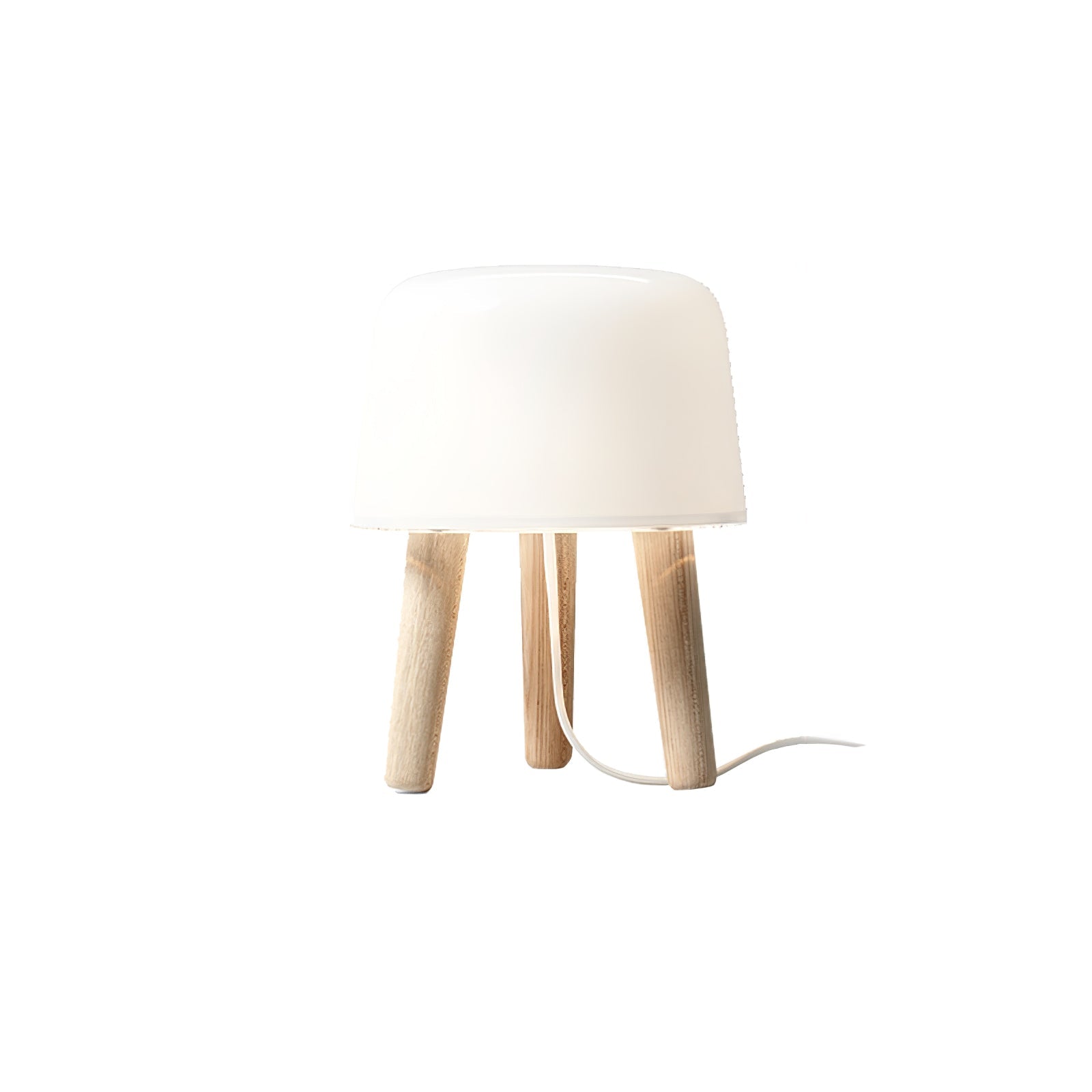 Modern Borosilicate Glass Globe Table Lamp with Solid Wood Tripod Base