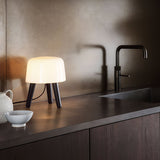 Modern Borosilicate Glass Globe Table Lamp with Solid Wood Tripod Base