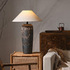handcrafted-rustic-stoneware-ceramic-floor-lamp-with-white-fabric-shade-for-living-room