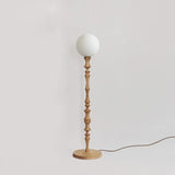 Milo Curved Solid Wood Standing Floor Lamp with Glass or Fabric Shade