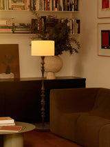 Milo Curved Solid Wood Standing Floor Lamp with Glass or Fabric Shade