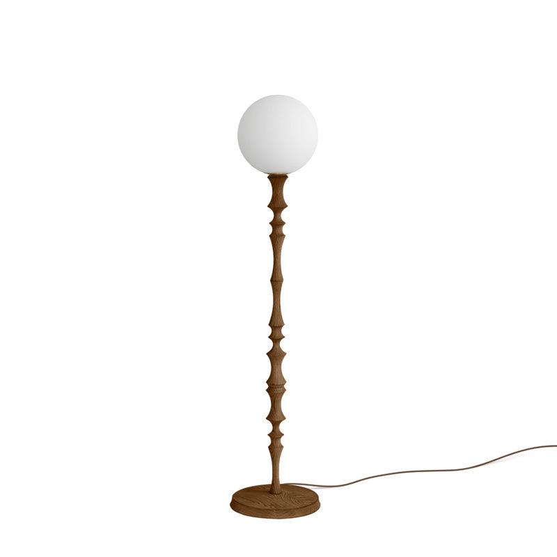 Milo Curved Solid Wood Standing Floor Lamp with Glass or Fabric Shade