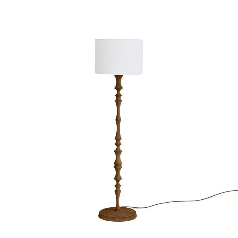 Milo Curved Solid Wood Standing Floor Lamp with Glass or Fabric Shade