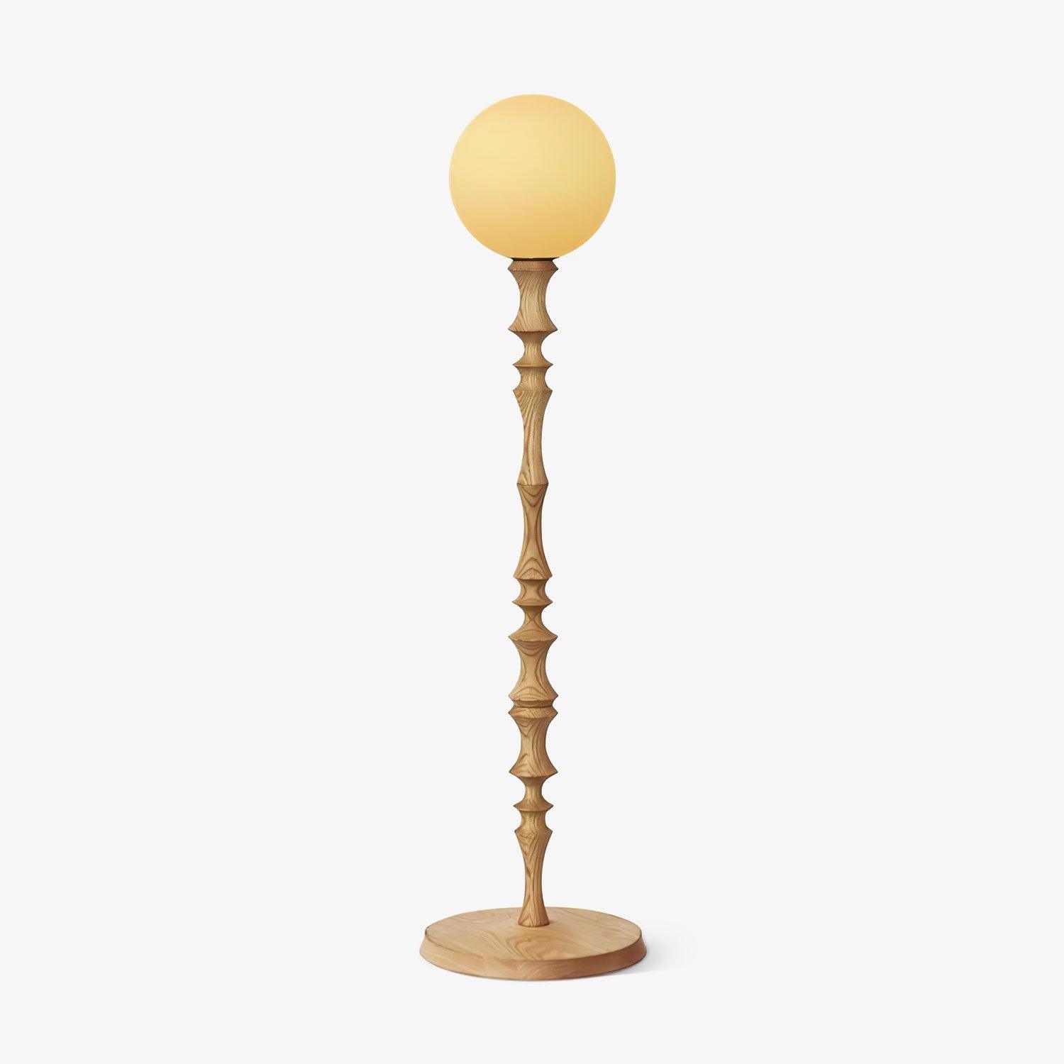 Milo Curved Solid Wood Standing Floor Lamp with Glass or Fabric Shade